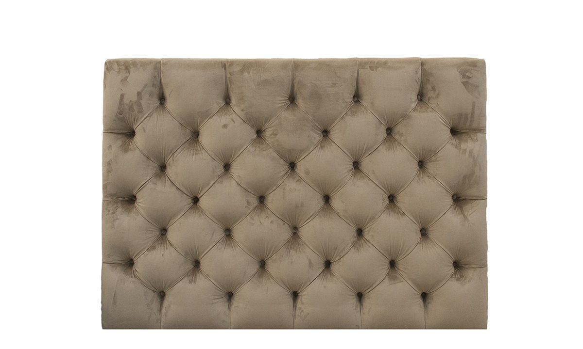 Deep Button Headboard in Plush Bark