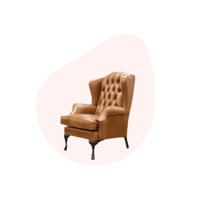 Leather Queen Anne Deep Button Back Chair