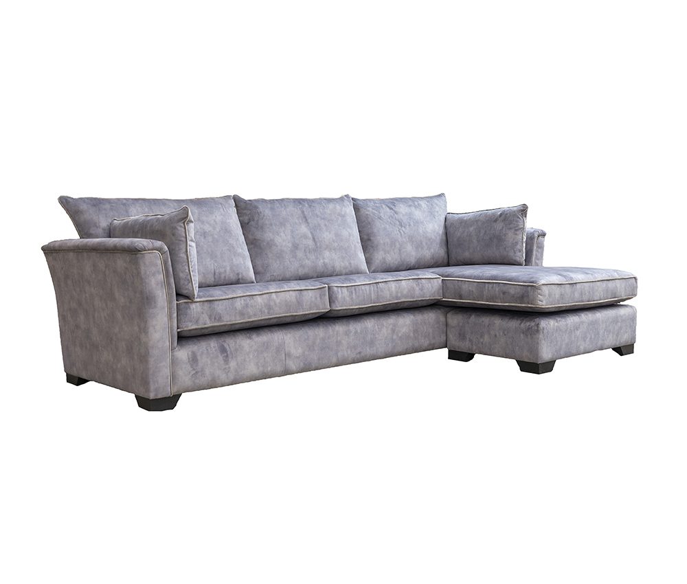 Monroe 3 Seater Chaise End Sofa in Lovely Armour, Gold Collection Fabric - 40556