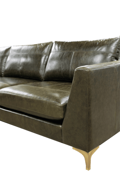 3 Seater Leather Lounger in Mustang Olive