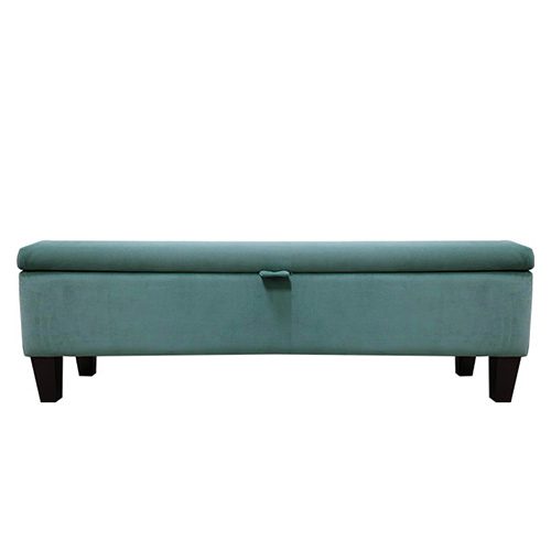 Harper Bed Bench with Storage in Plush Aqua