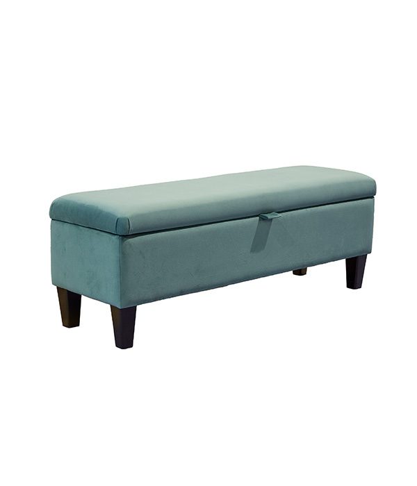 Harper Bed Bench with Storage in Plush Aqua