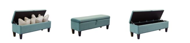 Harper Blanket Box in Plush Aqua Gold Collection