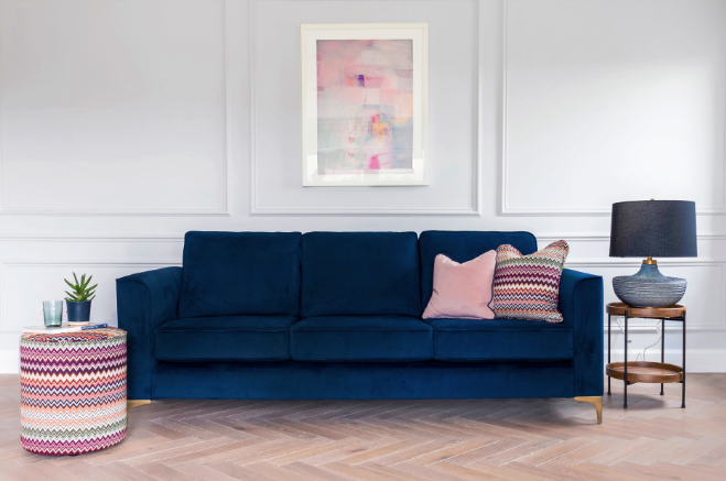 The Nolan 3 Seater Sofa in Plush Indigo