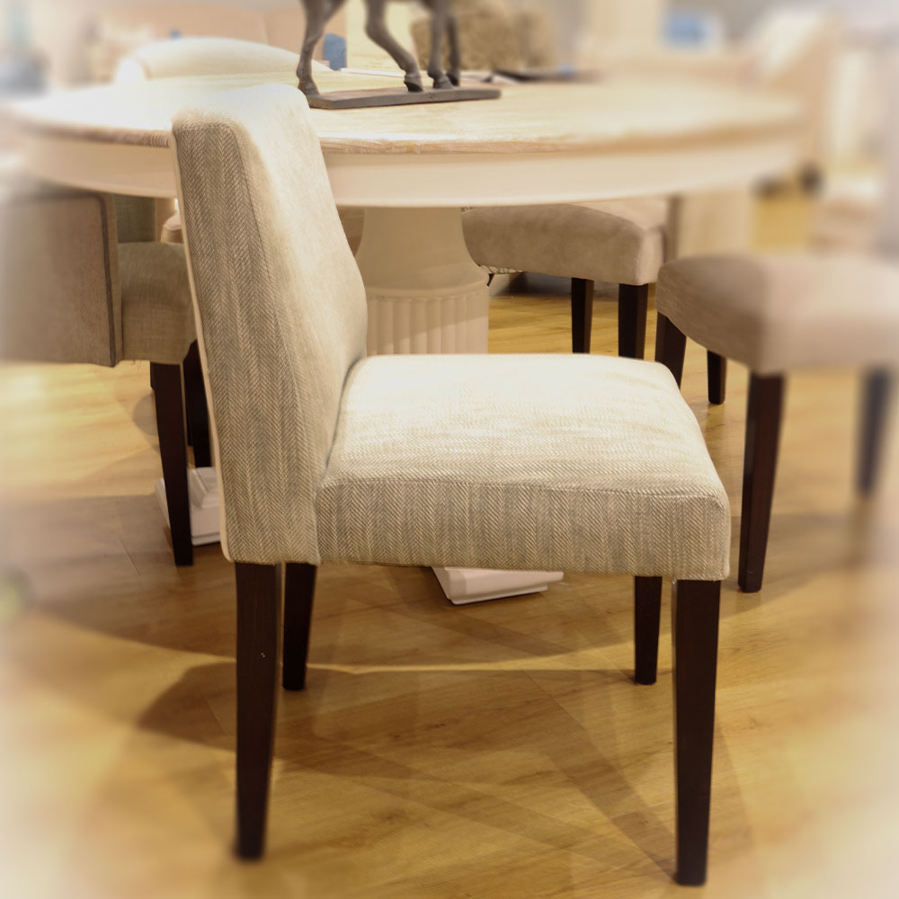 Lainey Chair In Fayre Sage piped with Plush Bone