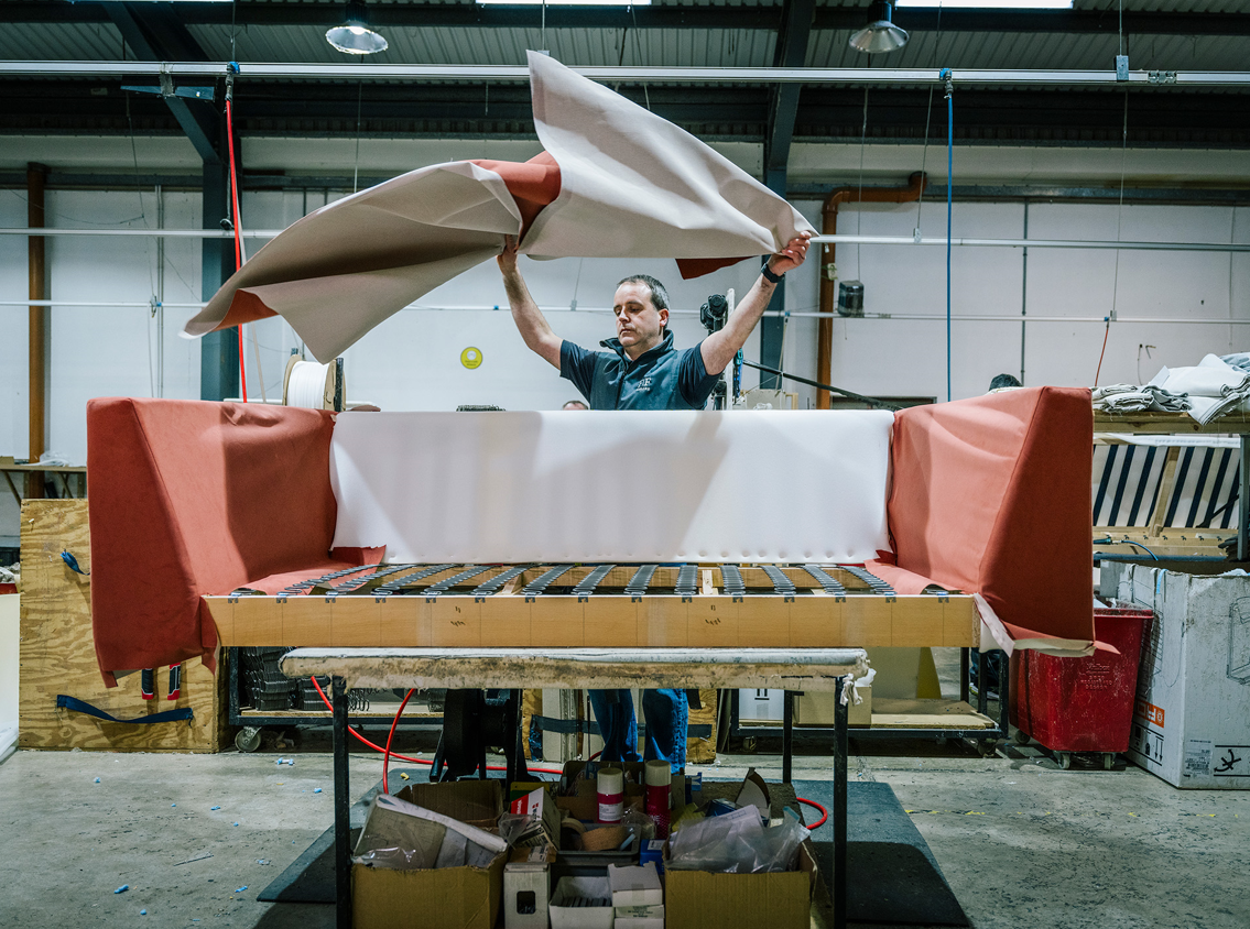 Finline sofa being made