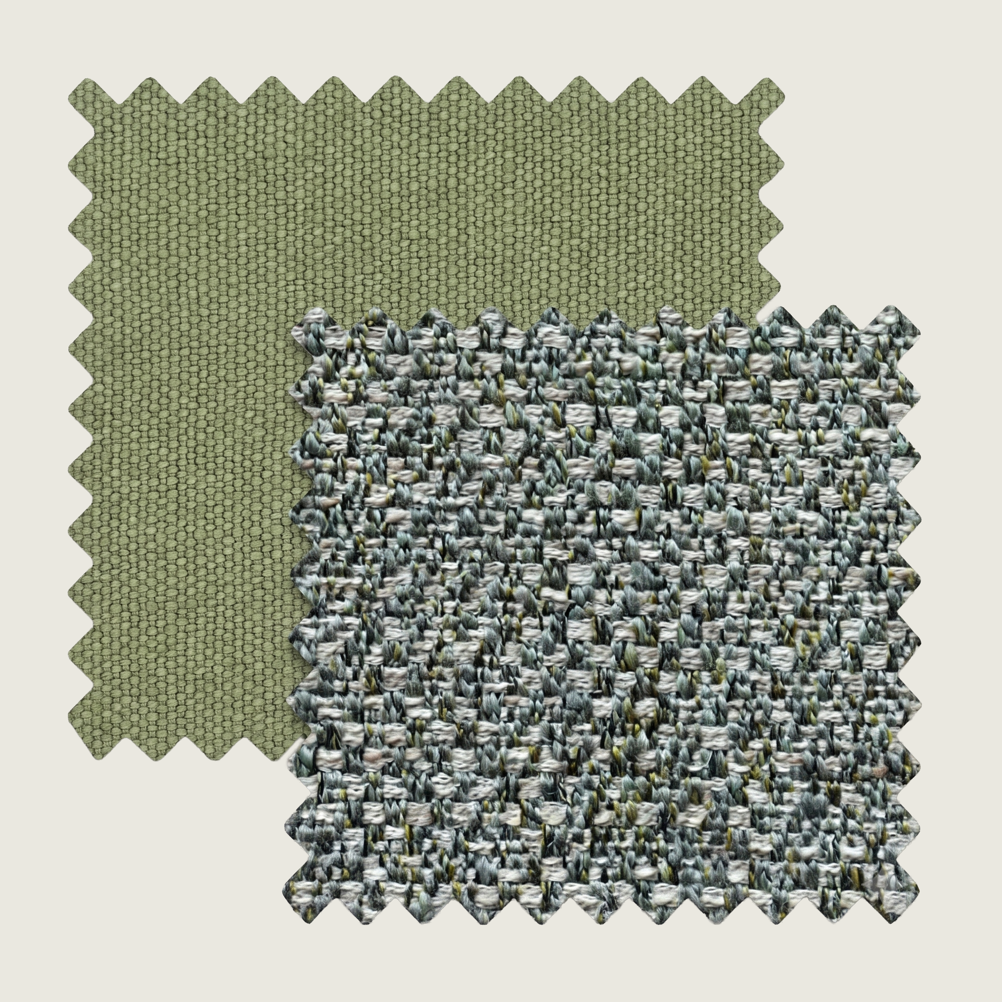 Curragh and Pure Linen fabric swatches.