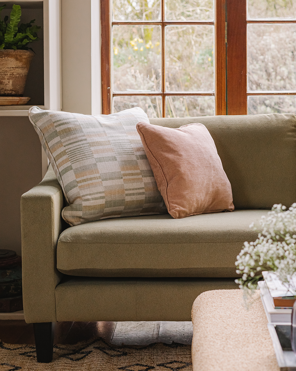 Finline pillow back cushions on a sofa