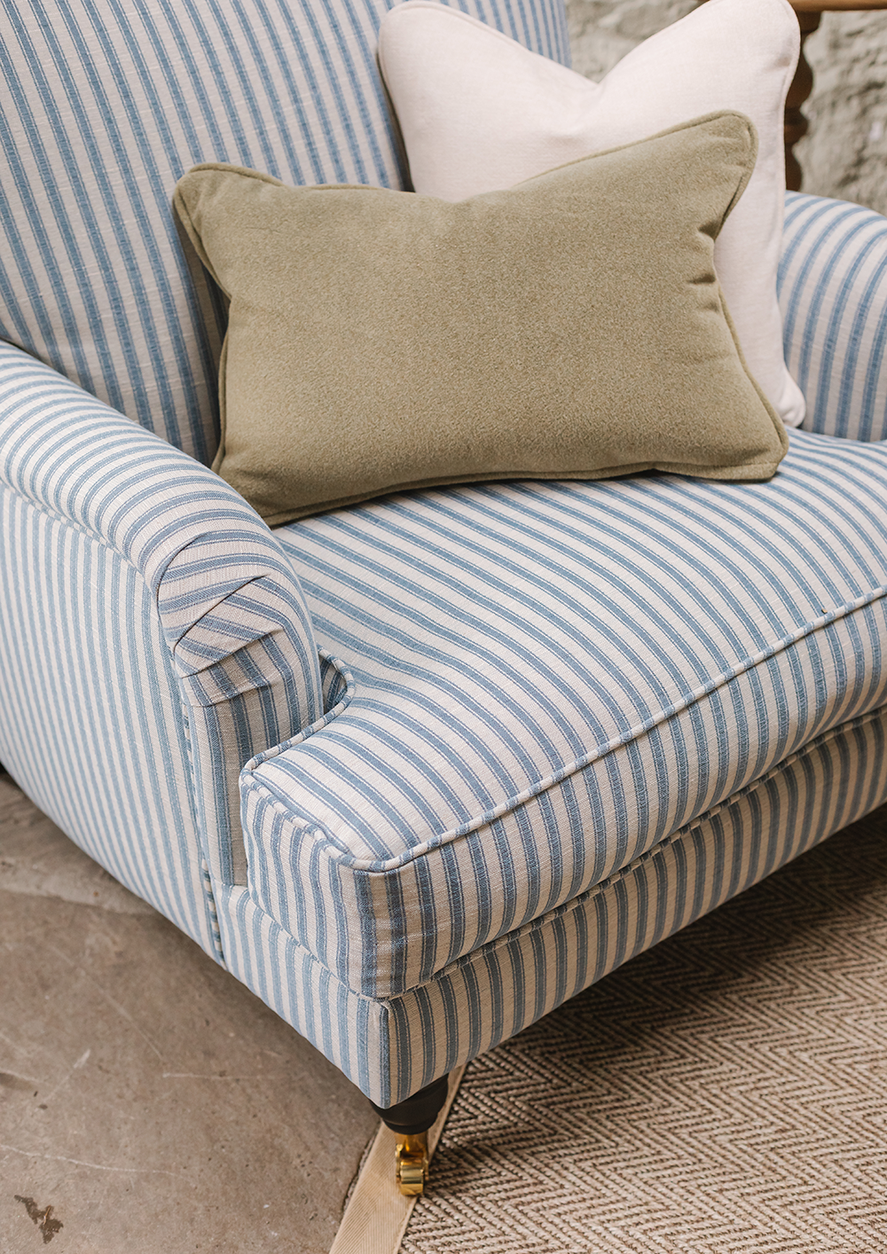 Finline bolster cushions on a chair