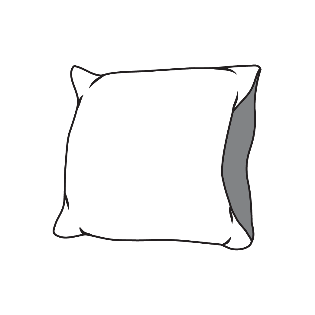 Sketch of a half and half cushion in two fabrics