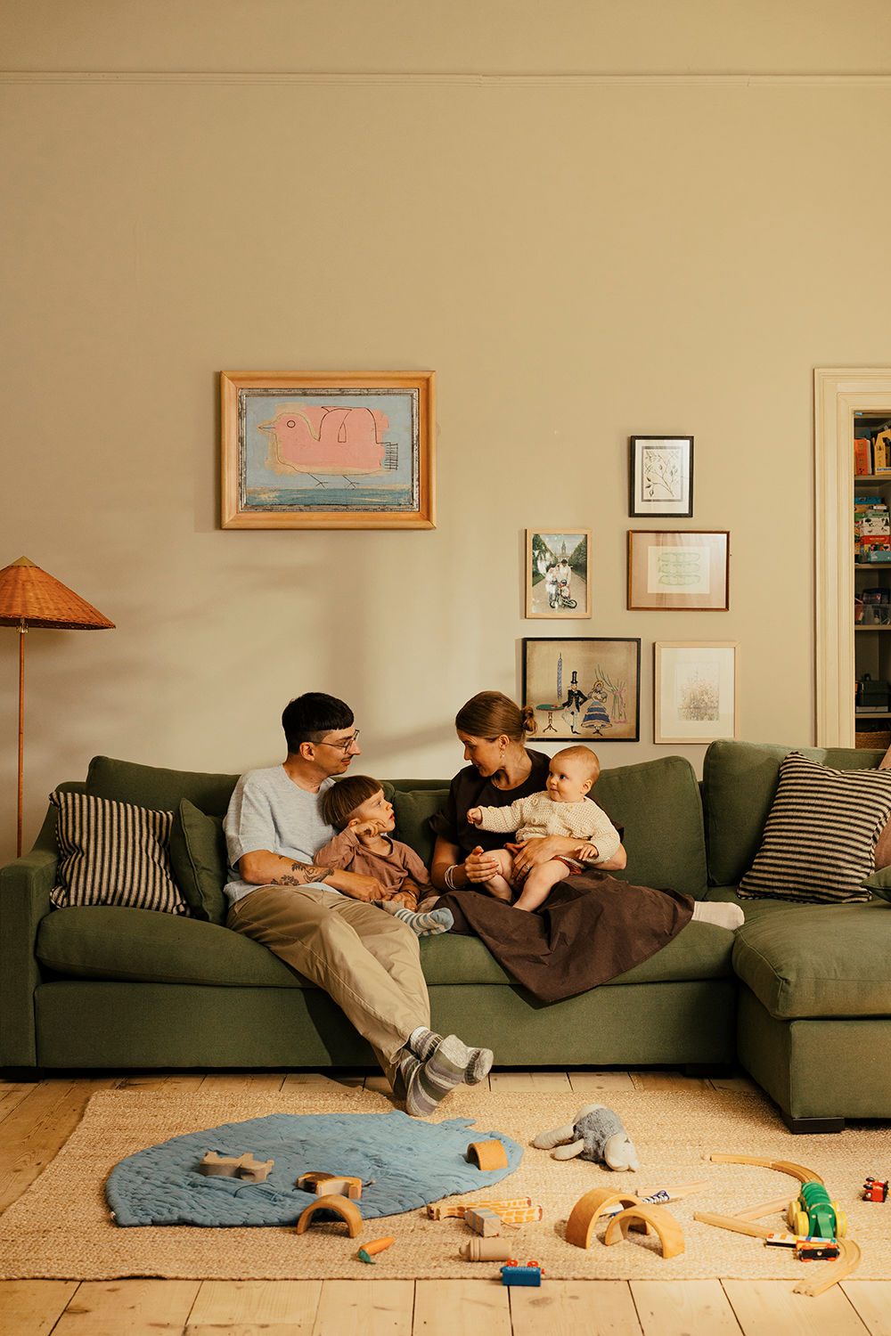 The children gathered on the Hudson Sofa.